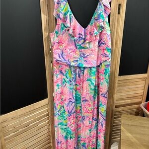 Lilly Pulitzer Pink and Green Floral Maxi Dress